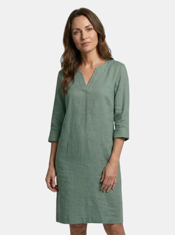 Women's flowing summer dress with elegant V-neck and layered design by LondonLaneStore, shown in a lightweight, breezy fabric.