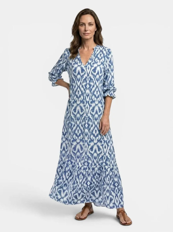Women's flowing viscose maxi dress with elegant, relaxed fit, perfect for summer, featuring soft fabric and stylish design.