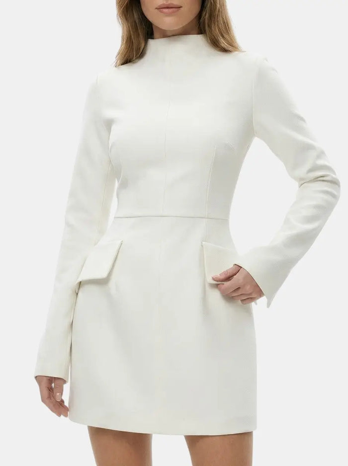 Elegant women's mini dress with long sleeves, made from high-quality fabric, perfect for colder months, by LondonLaneStore.