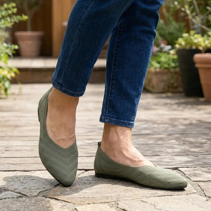 Women's high-quality PU flat shoes with stylish square toe, orthopedic design for comfortable casual footwear by LondonLaneStore.