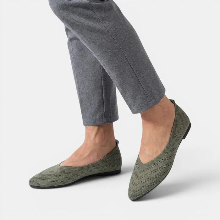 Women's high-quality PU flat shoes with stylish square toe design, casual orthopedic footwear by LondonLaneStore.