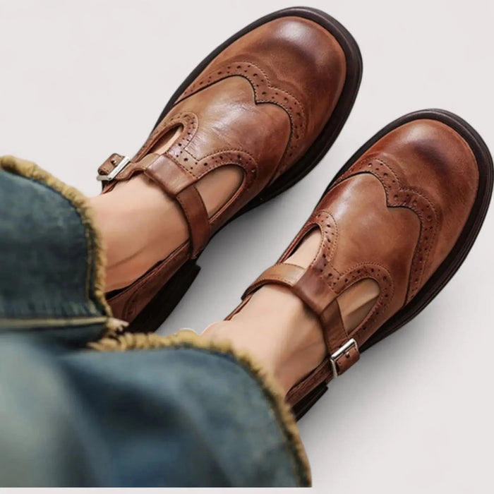 Women's leather Mary Jane shoes by LondonLaneStore, supportive and supportive orthopedic footwear with classic design.