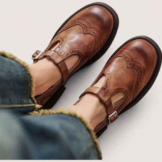 Women's leather Mary Jane shoes by LondonLaneStore, supportive and supportive orthopedic footwear with classic design.