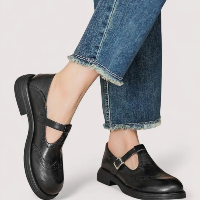 Women’s leather Mary Jane shoes by LondonLaneStore, supportive orthopedic footwear with classic design and comfortable fit.