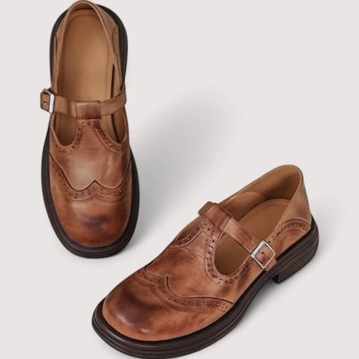 Women's leather Mary Jane shoes by LondonLaneStore, supportive classic orthopedic footwear with cushioned insoles and adjustable straps.