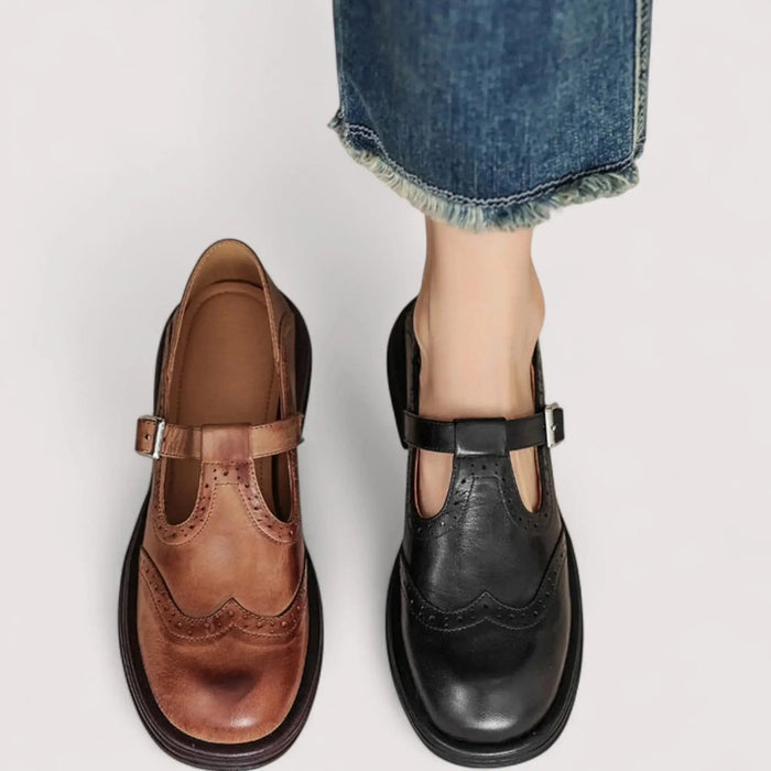 Women’s leather Mary Jane shoes by LondonLaneStore, supportive and classic orthopedic footwear for comfortable everyday wear.