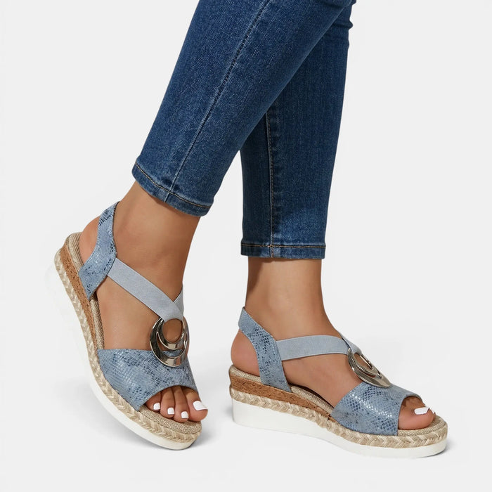 Women's leather platform sandals with open toe and adjustable ankle strap, featuring a comfortable design by LondonLaneStore.