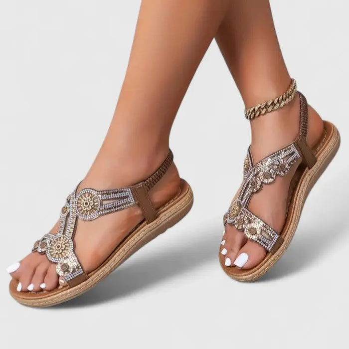 Women’s leather orthopedic sandals by LondonLaneStore featuring open-toe design and cushioned sole for summer comfort.