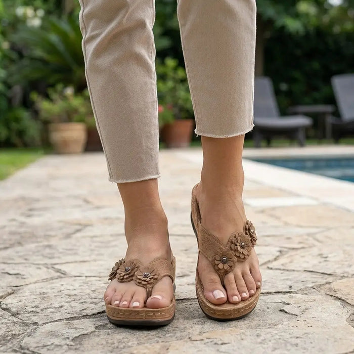 Women's leather slip-on orthopedic sandals from LondonLaneStore, featuring elegant design and comfortable support for everyday wear.