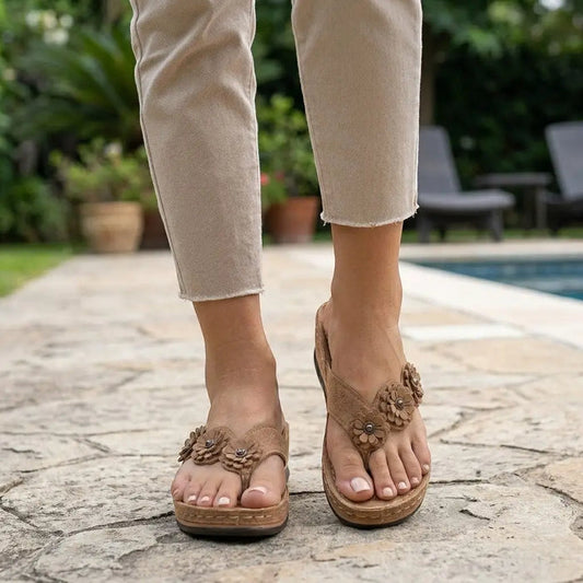 Women's leather slip-on orthopedic sandals from LondonLaneStore, featuring elegant design and comfortable support for everyday wear.