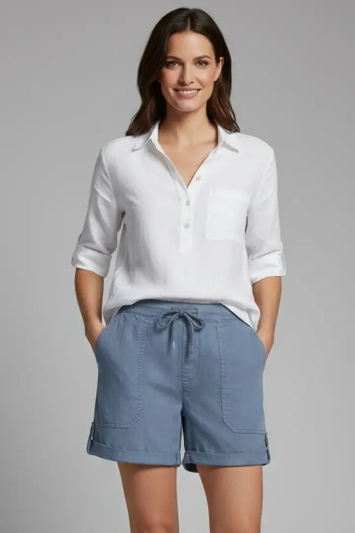 Lightweight women's casual pocket shorts in relaxed fit, perfect for summer, by LondonLaneStore, shown in a comfortable, relaxed style.