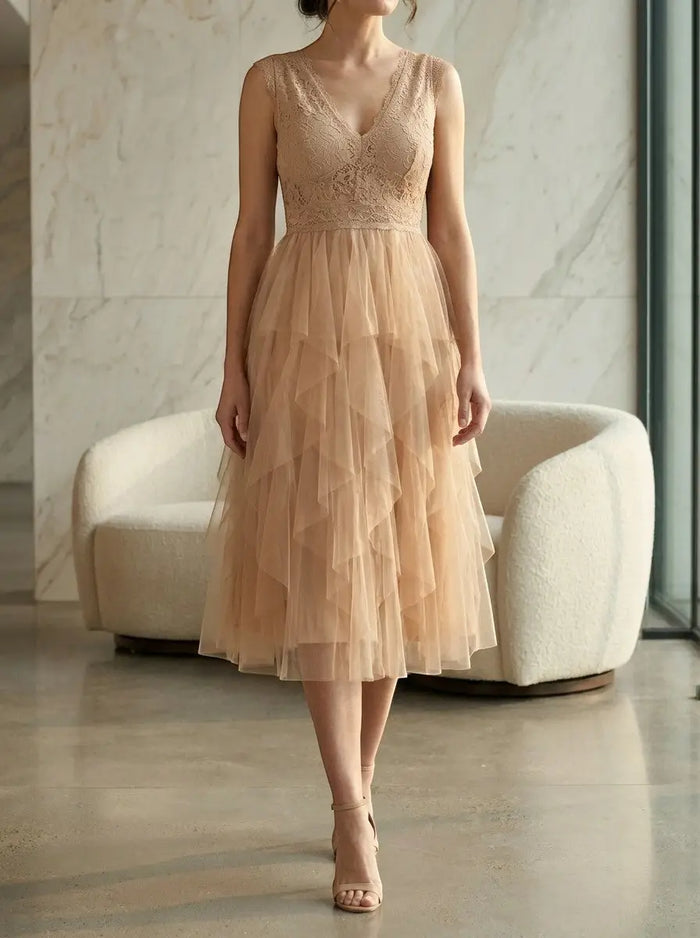 Women's lightweight chiffon mini cocktail dress with ruffled details, perfect for parties, by LondonLaneStore.