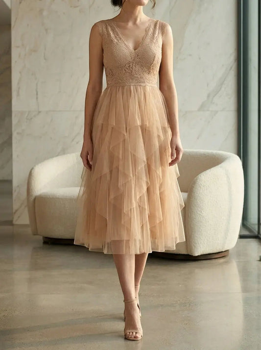 Women's lightweight chiffon mini cocktail dress with ruffled details, perfect for parties, by LondonLaneStore.