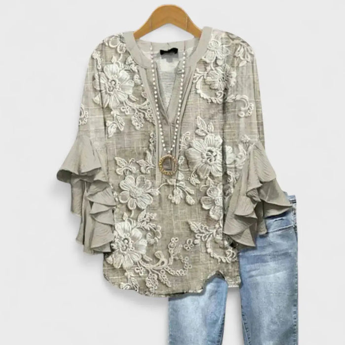 Lightweight cotton women's blouse with long sleeves, airy summer top in a stylish design from LondonLaneStore.