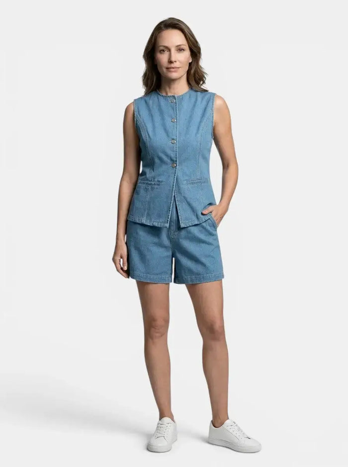 Women's lightweight cotton co-ord set from LondonLaneStore, relaxed fit summer outfit with matching top and pants.