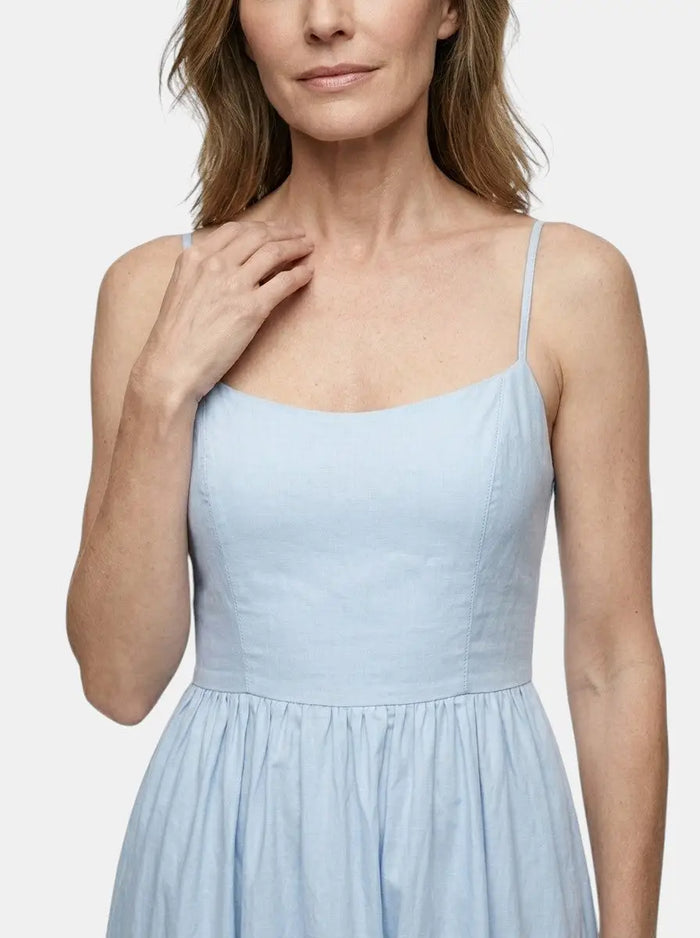 Women's lightweight cotton maxi dress by LondonLaneStore, sleeveless summer formal dress with elegant flowy design.