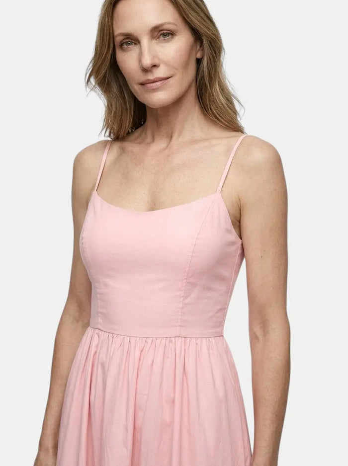 Women's lightweight cotton maxi dress by LondonLaneStore, sleeveless summer formal dress with elegant flowy design.