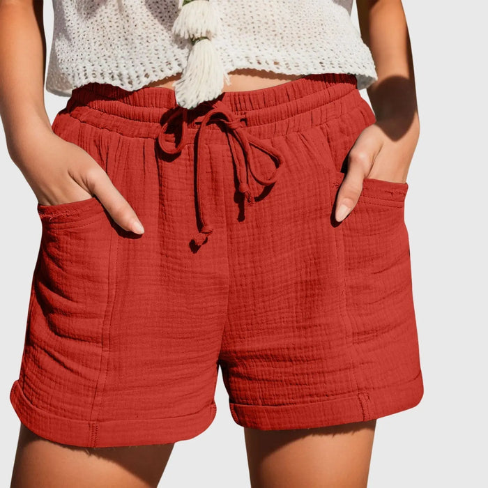 Lightweight women's wide-leg shorts by LondonLaneStore featuring breezy, comfortable summer fabric and relaxed fit.