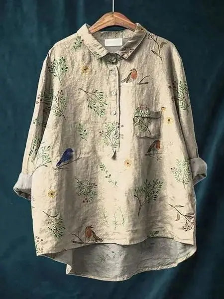 Women's lightweight floral blouse with long sleeves and relaxed fit, stylish summer top by LondonLaneStore.
