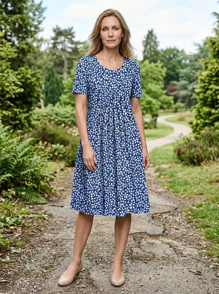 Women's lightweight floral print midi dress by LondonLaneStore, featuring a flowy A-line summer style with a breezy, feminine silhouette.
