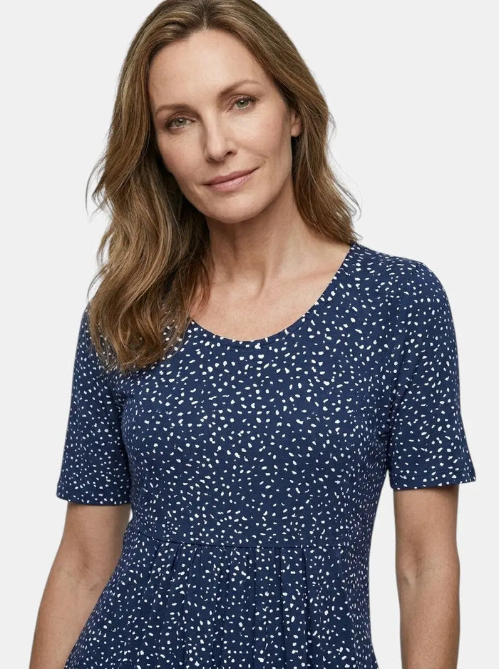 Women's lightweight floral print midi dress by LondonLaneStore, flowy A-line summer dress with a breezy, feminine design.