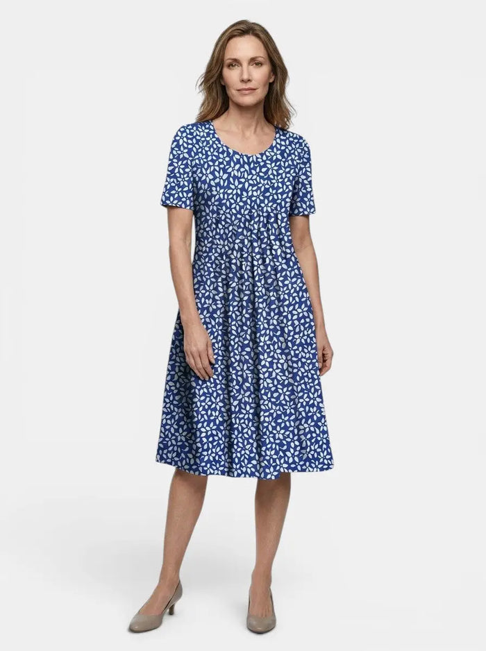 Women's lightweight floral print midi dress by LondonLaneStore, flowy A-line summer dress with a breezy, feminine silhouette.