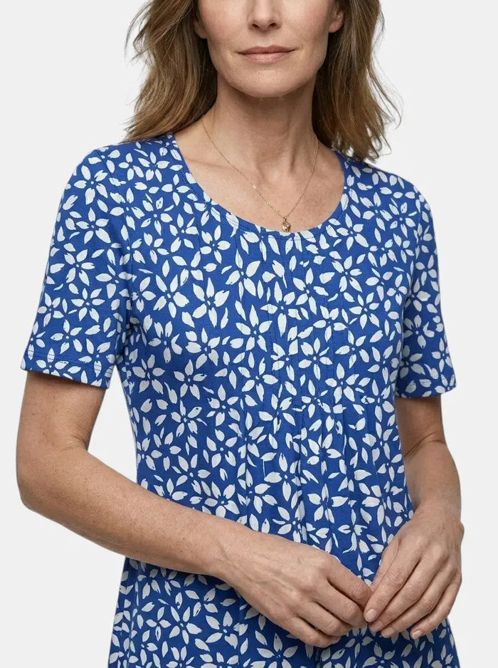 Women's floral print midi dress from LondonLaneStore featuring a lightweight, flowy A-line summer style with a floral pattern.