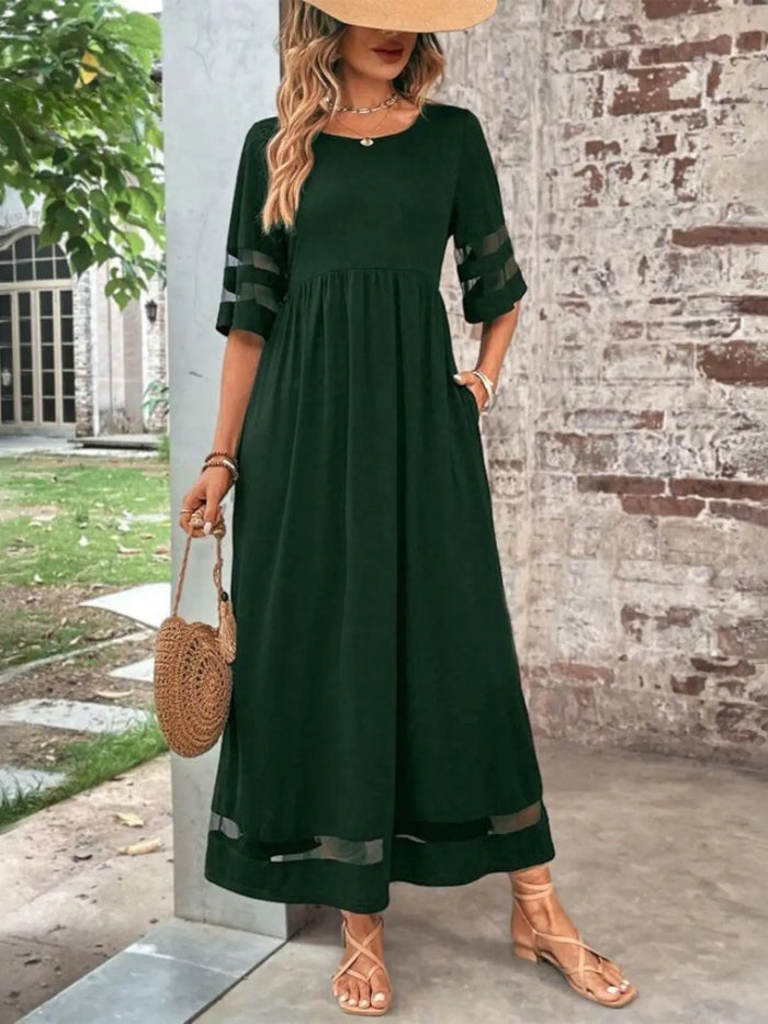 Women's lightweight jersey maxi dress by LondonLaneStore, flowy summer dress with tummy control and comfortable fit.