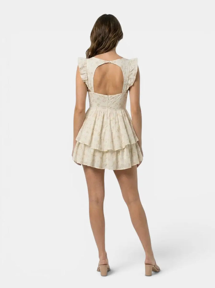 Women's lightweight lace mini dress with V-neck, elegant summer outfit, featuring delicate lace fabric and a stylish fit.