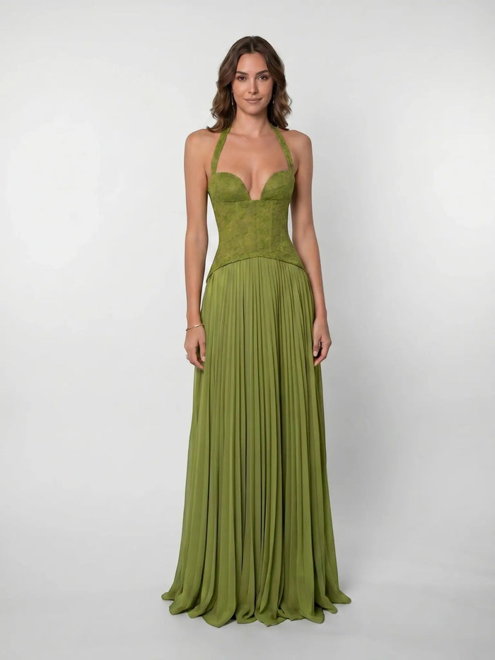 Women's Lightweight Pleated Corset Maxi Dress | Elegant Flowing Summer Evening Gown LondonLaneStore