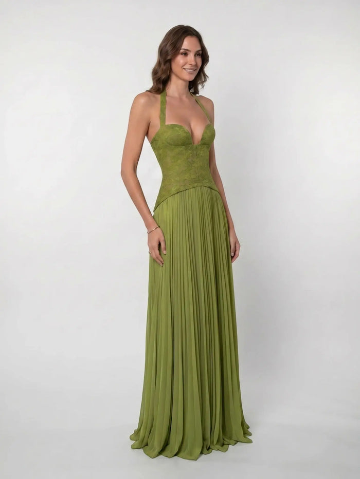 Women's Lightweight Pleated Corset Maxi Dress | Elegant Flowing Summer Evening Gown LondonLaneStore