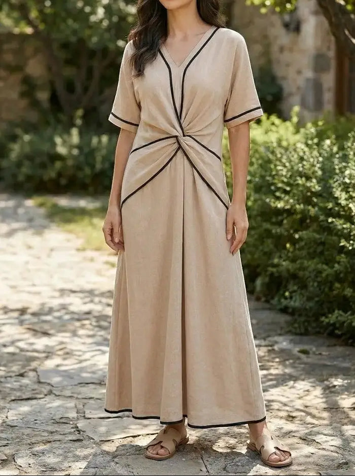 Women's lightweight striped maxi dress by LondonLaneStore, elegant summer style with a comfortable fit and flowing design.