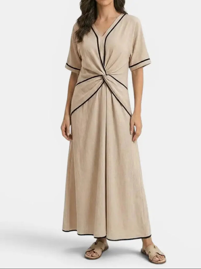 Women's lightweight striped maxi dress by LondonLaneStore, showcasing an elegant summer style with a comfortable fit.