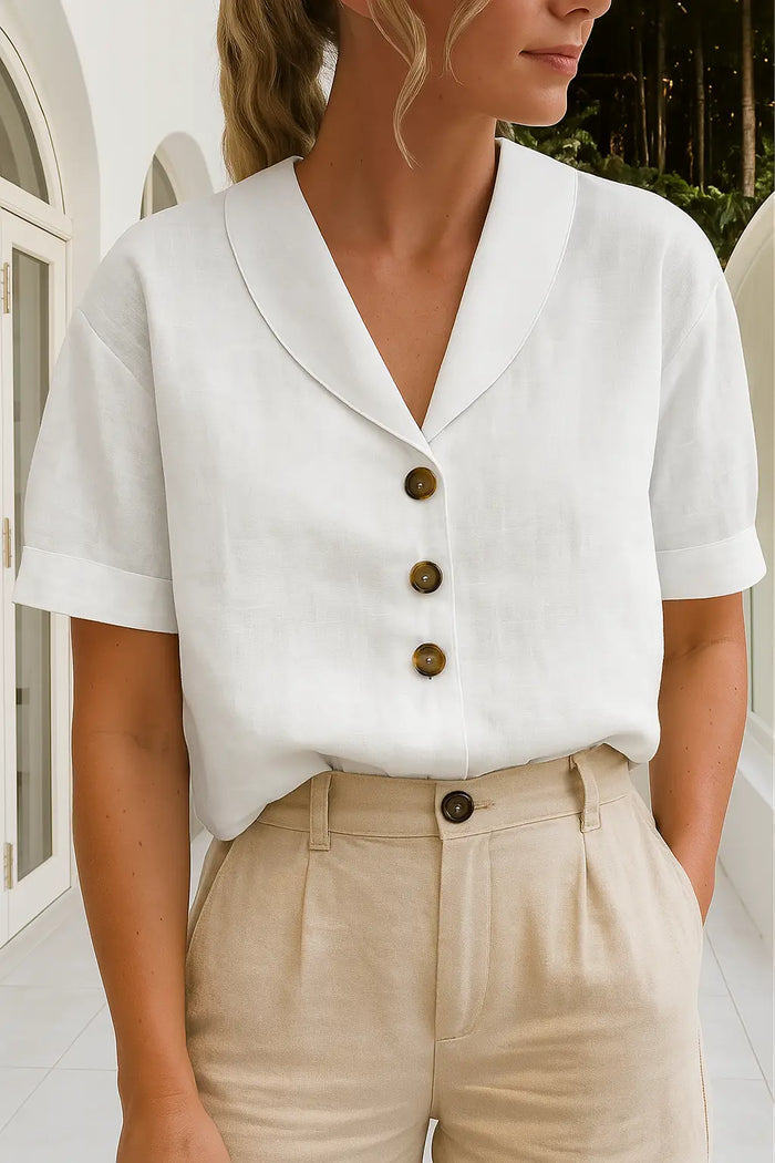 Women’s lightweight white wrap blouse from LondonLaneStore with elegant long sleeves, perfect for summer and casual occasions.