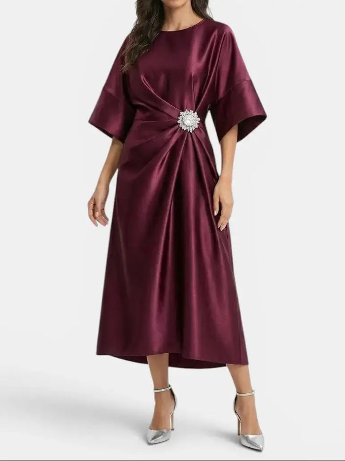Women’s luxurious shine maxi dress by LondonLaneStore, featuring an elegant long formal evening gown with a shimmering fabric.