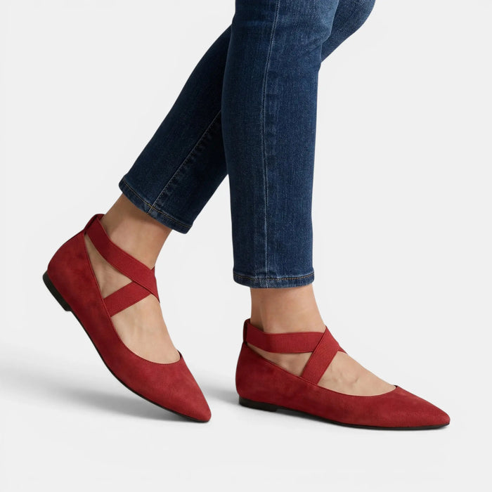 Women's Matte Black Ballet Flats | Chic Pointed Toe Ankle Strap Shoes LondonLaneStore