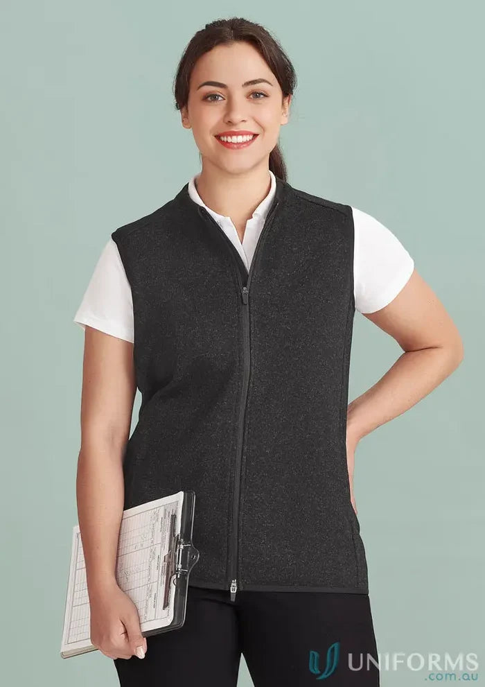 Black zippered vest from Bizcare Women’s Nova line, perfect to stay stylish