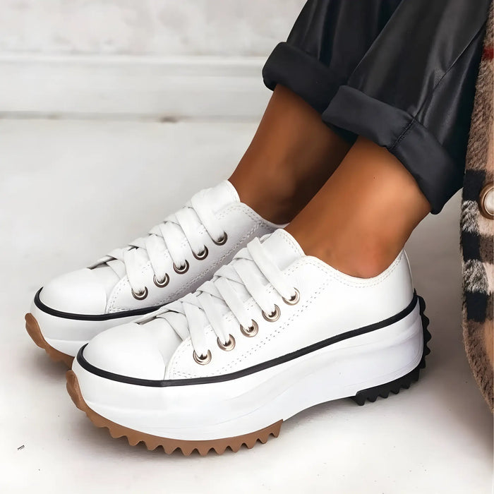 Women’s orthopedic fabric sneakers with chunky laces, supportive sole, and comfortable walking design from LondonLaneStore.