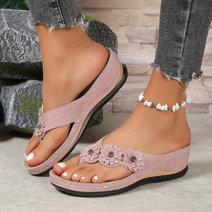 Women’s orthopedic leather sandals by LondonLaneStore, slip-on summer footwear with supportive insole and stylish design.