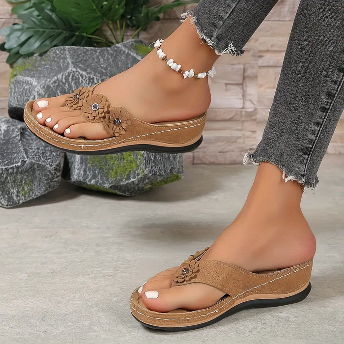 Women’s orthopedic leather sandals by LondonLaneStore, slip-on summer footwear with cushioned soles and supportive design.