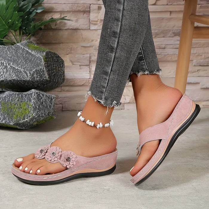 Women’s orthopedic leather sandals by LondonLaneStore, slip-on summer footwear with cushioned support and comfortable design.