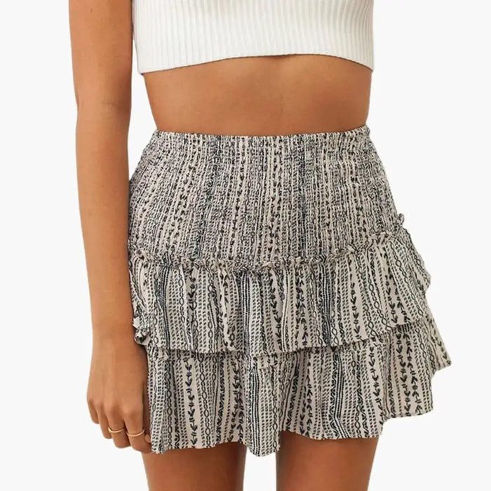 Women’s woven midi skirt with elastic waistband in black, featuring a simple, comfortable design for versatile wear.