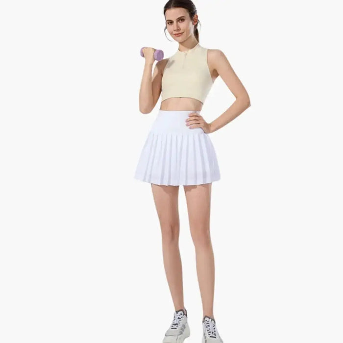 Women’s plain woven midi skirt with high waist and pleated design, stylish and structured for a classic look.