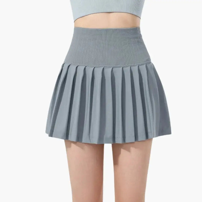 Women’s plain woven midi skirt with high waist and pleated design, structured and stylish for versatile everyday wear.