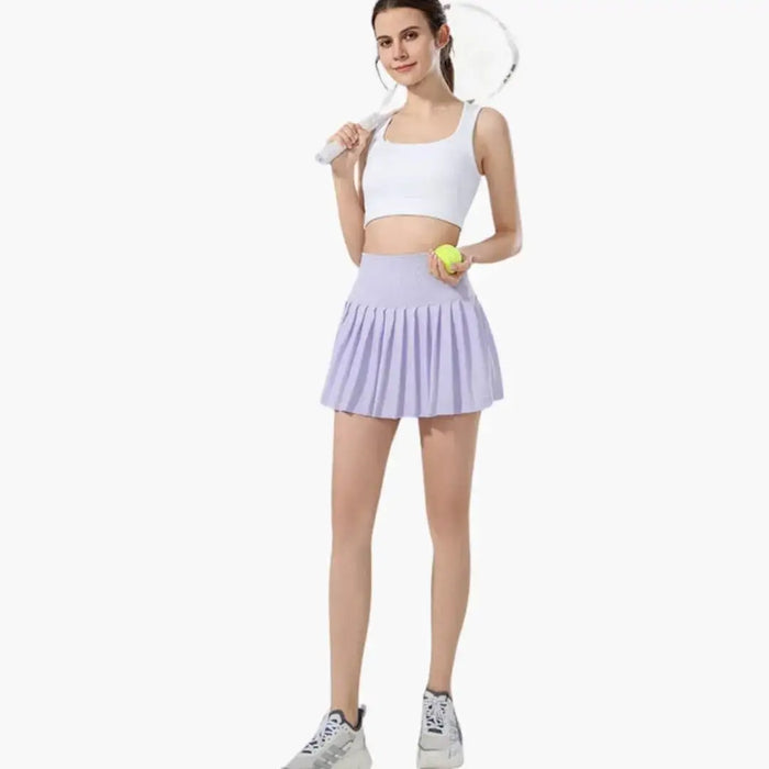 Women's plain woven midi skirt with high waist and pleated design, featuring a structured, elegant look in soft fabric.
