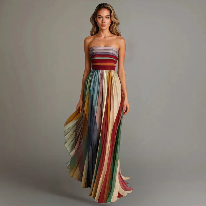 Women’s pleated maxi dress in rich jewel tone, stylish holiday gown by LondonLaneStore, flowing fabric and elegant design.