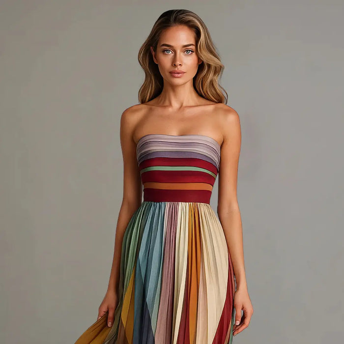 Women’s pleated maxi dress in rich jewel tone, perfect for holiday events, styled as a chic LondonLaneStore women's dress.