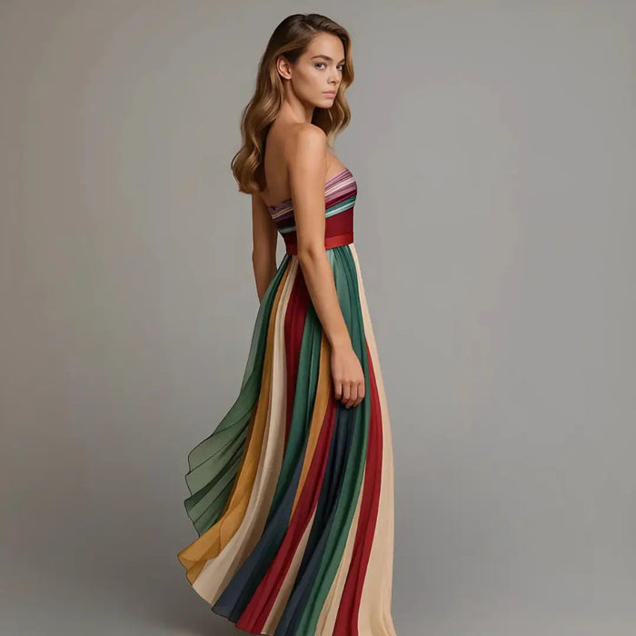Elegant women's pleated maxi dress in rich jewel tone, perfect for holiday occasions, from LondonLaneStore.