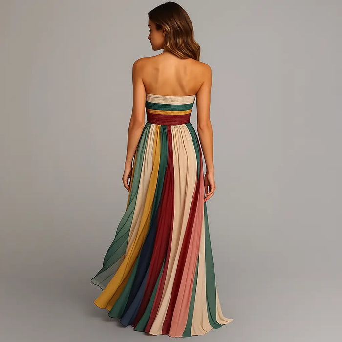 Women’s pleated maxi dress in rich jewel tone, elegant holiday gown style, by LondonLaneStore.