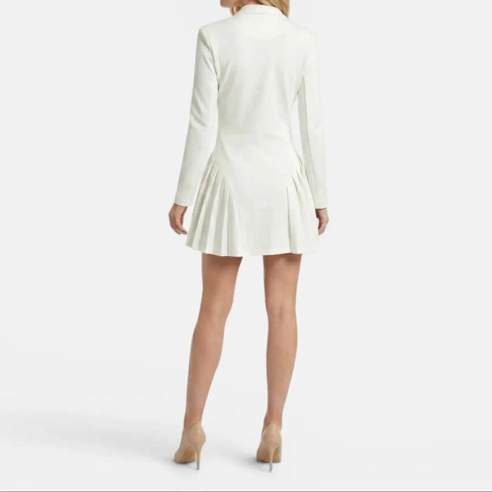 Women's white blazer mini dress by LondonLaneStore, elegant tailored cocktail dress with structured fit and stylish design.